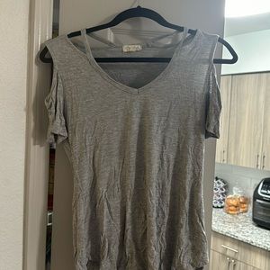 Gray Cold Shoulder Shirt